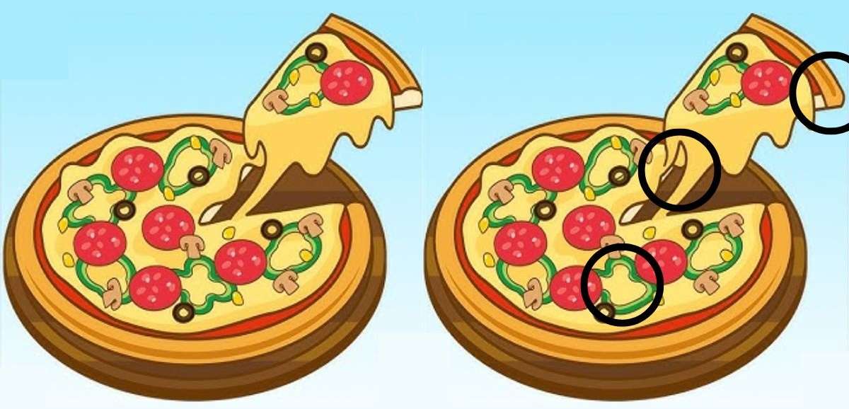 resposta de onde estao as tres diferencas na imagem da pizza Resposta de onde estão as três diferenças na imagem da pizza.