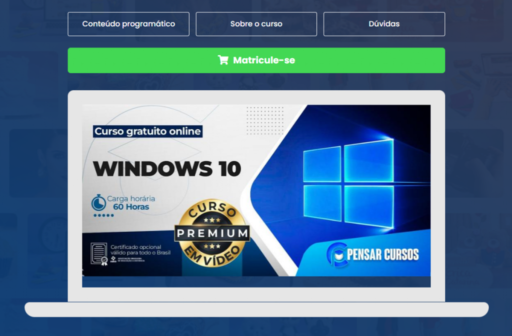 O Curso Online Windows 10 Gratuito foi desenvolvido para ensinar de forma prática e objetiva os principais recursos do sistema operacional Windows 10. O Curso Online Windows 10 Gratuito foi desenvolvido para ensinar de forma prática e objetiva os principais recursos do sistema operacional Windows 10.