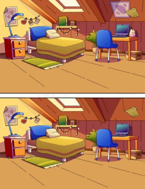 Jogo das diferenças do quarto: identifique os quatro erros em menos de 10 segundos Desafio do Jogo das diferenças do quarto