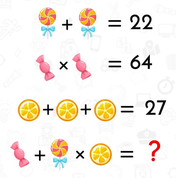 Teste de raciocínio matemático dos doces: encontre o resultado final em menos de 10 segundos Desafio do Teste de raciocínio matemático dos doces