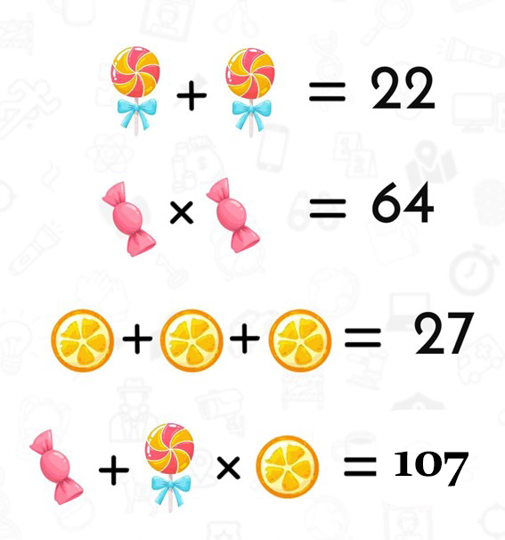 Teste de raciocínio matemático dos doces: encontre o resultado final em menos de 10 segundos Resultado do Teste de raciocínio matemático