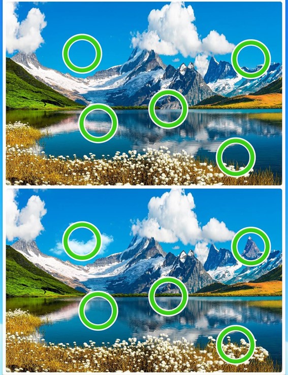 Jogo dos cinco erros na montanha: encontre as diferenças entre as imagens da paisagem em menos de 10 segundos Resultado do Jogo dos cinco erros na montanha