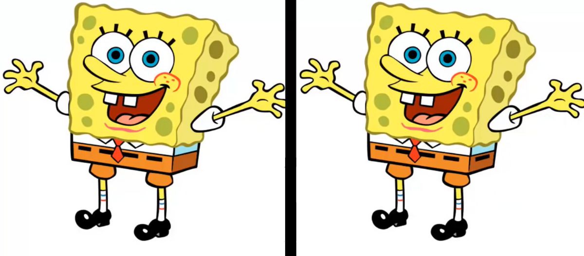 encontre a diferenca na imagem do bob esponja neste desafio Encontre a diferença na imagem do Bob esponja neste desafio. Fonte: YouTube (Enigmas do Rei Serra).
