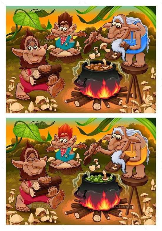 jogo do erro encontre as seis diferencas Jogo do erro: encontre as seis diferenças entre as imagens. Fonte: Envato.