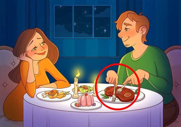 resposta de onde esta o erro na cena do jantar Resposta de onde está o erro na cena do jantar. Fonte: BrightSide.