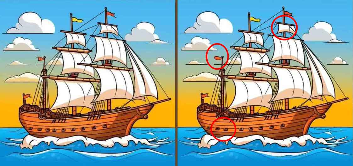 Encontre a Diferença: será que você consegue identificar as 3 diferenças entre os navios? Encontre a Diferença: será que você consegue identificar as 3 diferenças entre os navios?