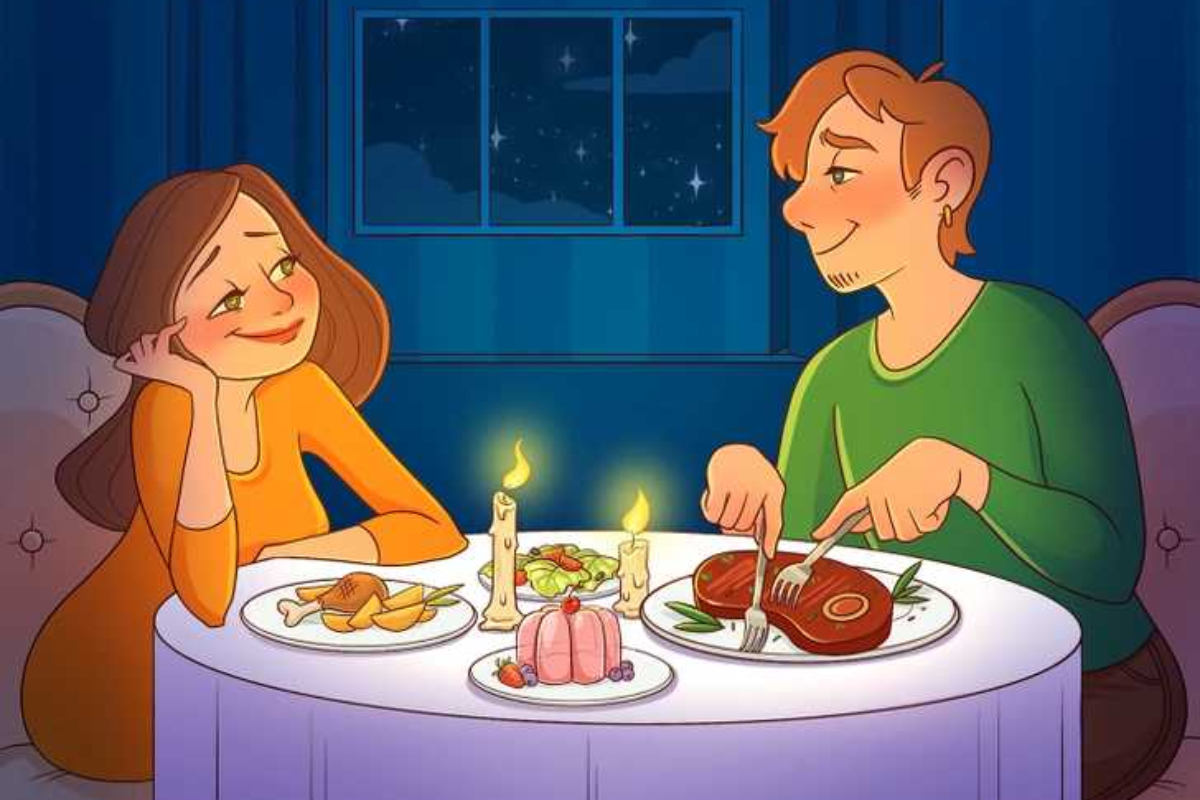 Teste de QI - encontre o erro na cena do jantar. Fonte: BrightSide.