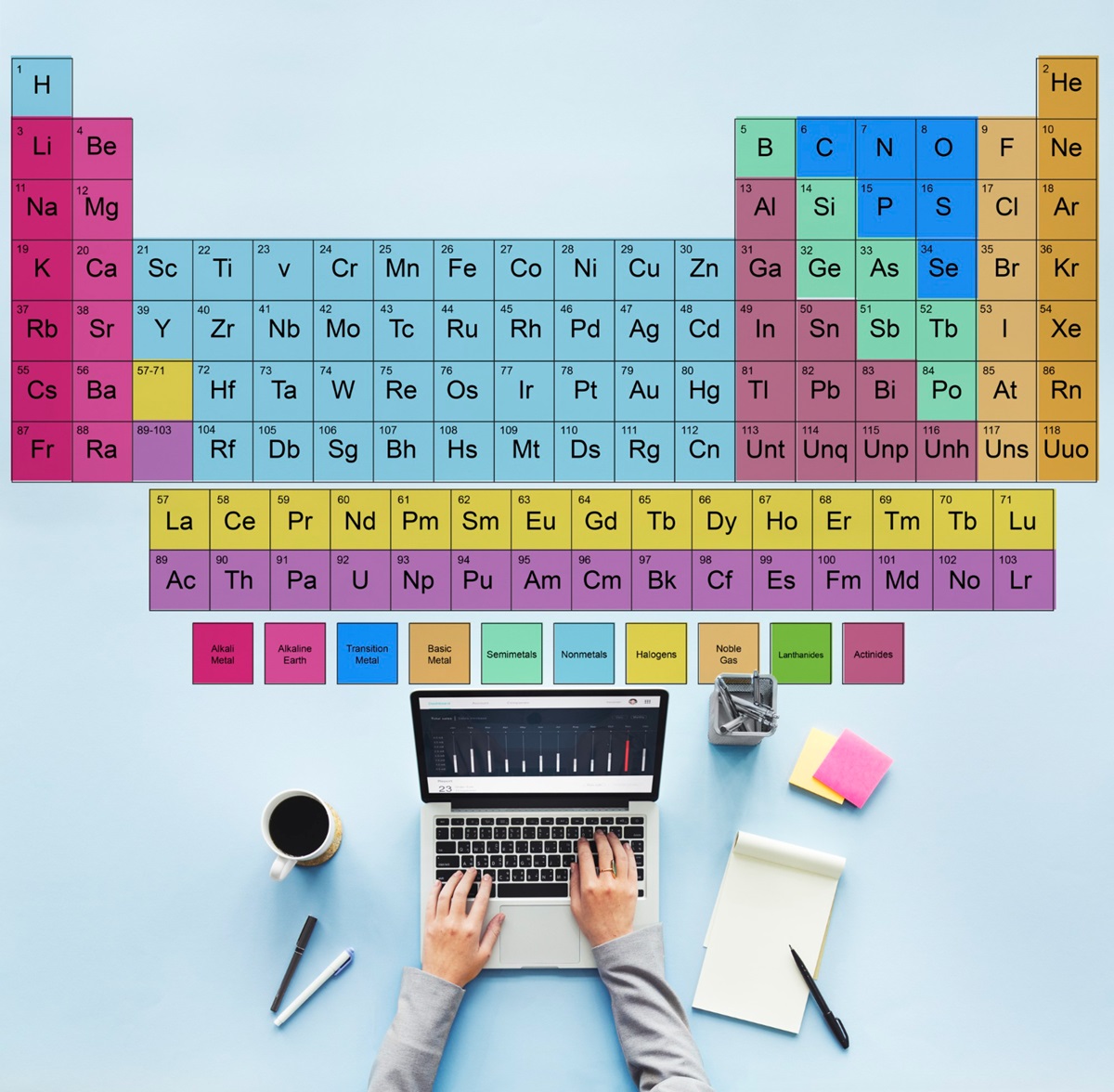 A tabela periódica moderna organiza os 118 elementos conhecidos atualmente. Imagem: Freepik