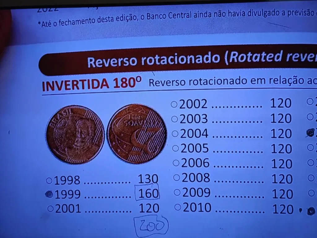 Valor da moeda centavos reverso invertido Valor da moeda centavos reverso invertido