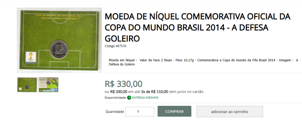 Valor da moeda da defesa do goleiro Valor da moeda da defesa do goleiro