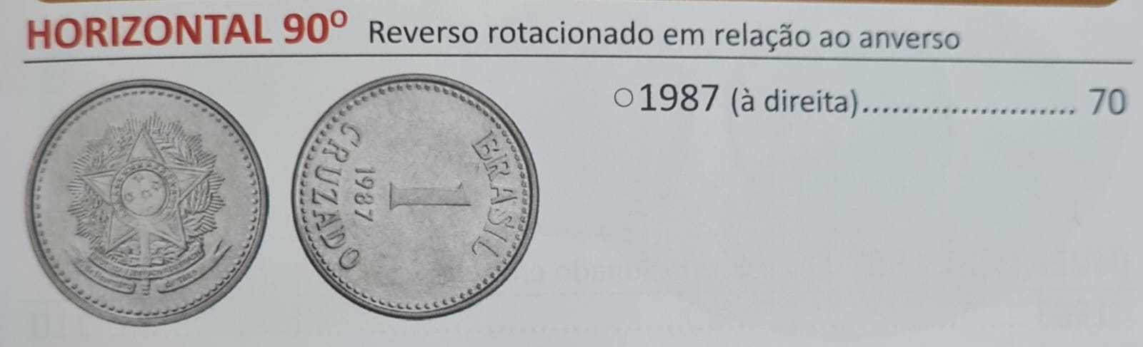 Valor da moeda Moeda 1 cruzado 1987 Valor da moeda Moeda 1 cruzado 1987