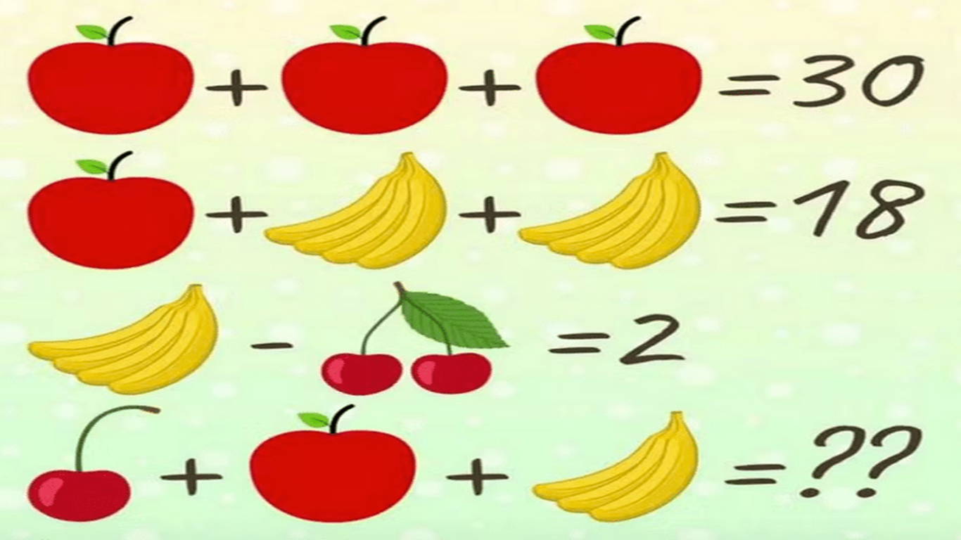 Raciocínio Lógico: resolva a equação das frutas em 10 segundos Raciocínio Lógico: resolva a equação das frutas em 10 segundos