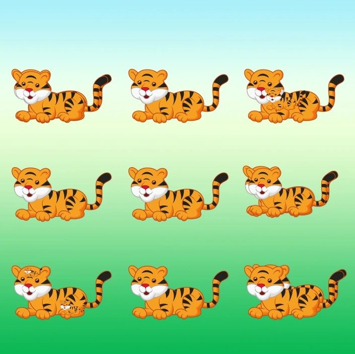 desafio visual dos tigres Desafio visual dos tigres na imagem. Fonte: Jagran Josh.