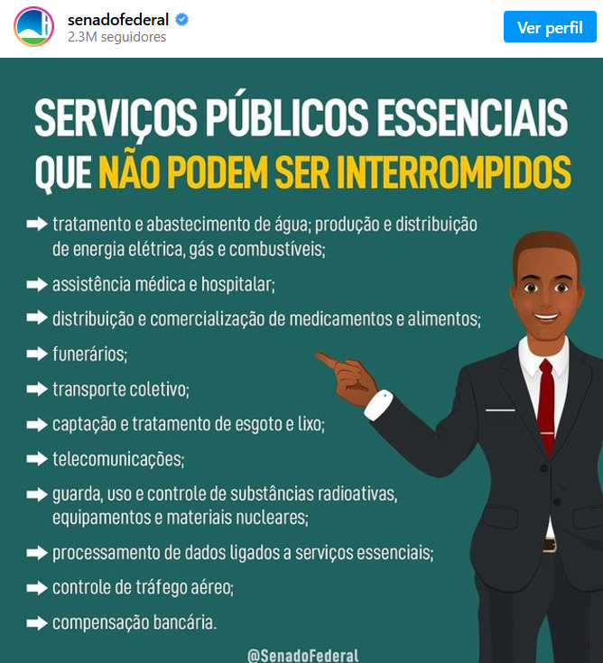Profissões que não podem fazer greve, segundo o Senado. Profissões que não podem fazer greve, segundo o Senado.