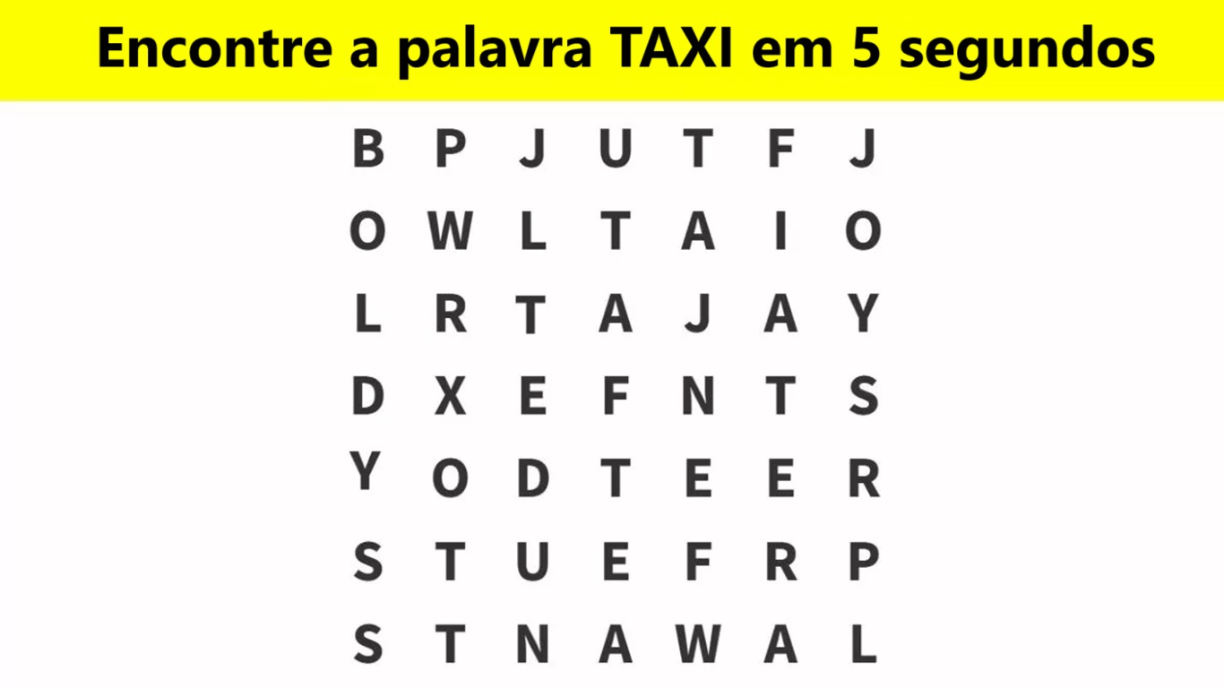 Teste Visual: será que você consegue encontrar a palavra taxi em 5 segundos?