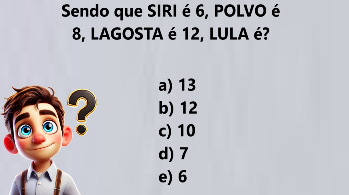 Teste Matemático: qual o número que representa "LULA"? Teste Matemático: qual o número que representa "LULA"?