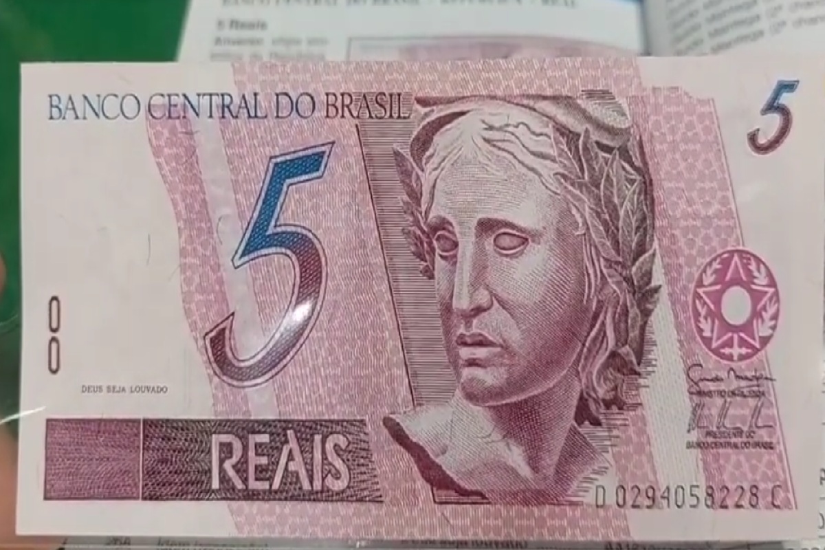 Cédula de 5 reais vale 500 vezes seu valor facial