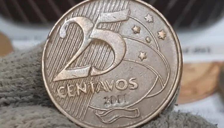Moeda de 25 centavos reverso duplo Moeda de 25 centavos reverso duplo
