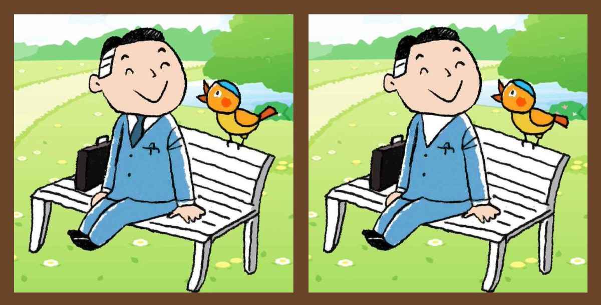 Raciocínio Lógico: encontre 3 diferenças na imagem do homem no parque Raciocínio Lógico: encontre 3 diferenças na imagem do homem no parque
