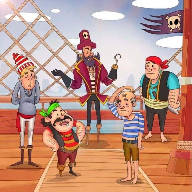 desafio visual da bussola Desafio visual da bússola escondida entre os piratas. Fonte: Jagran Josh.