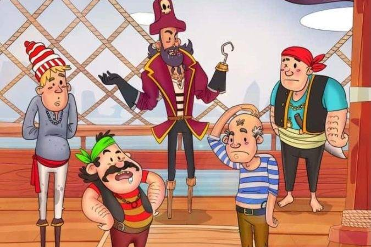 Desafio visual da bússola escondida entre os piratas. Fonte: Jagran Josh.