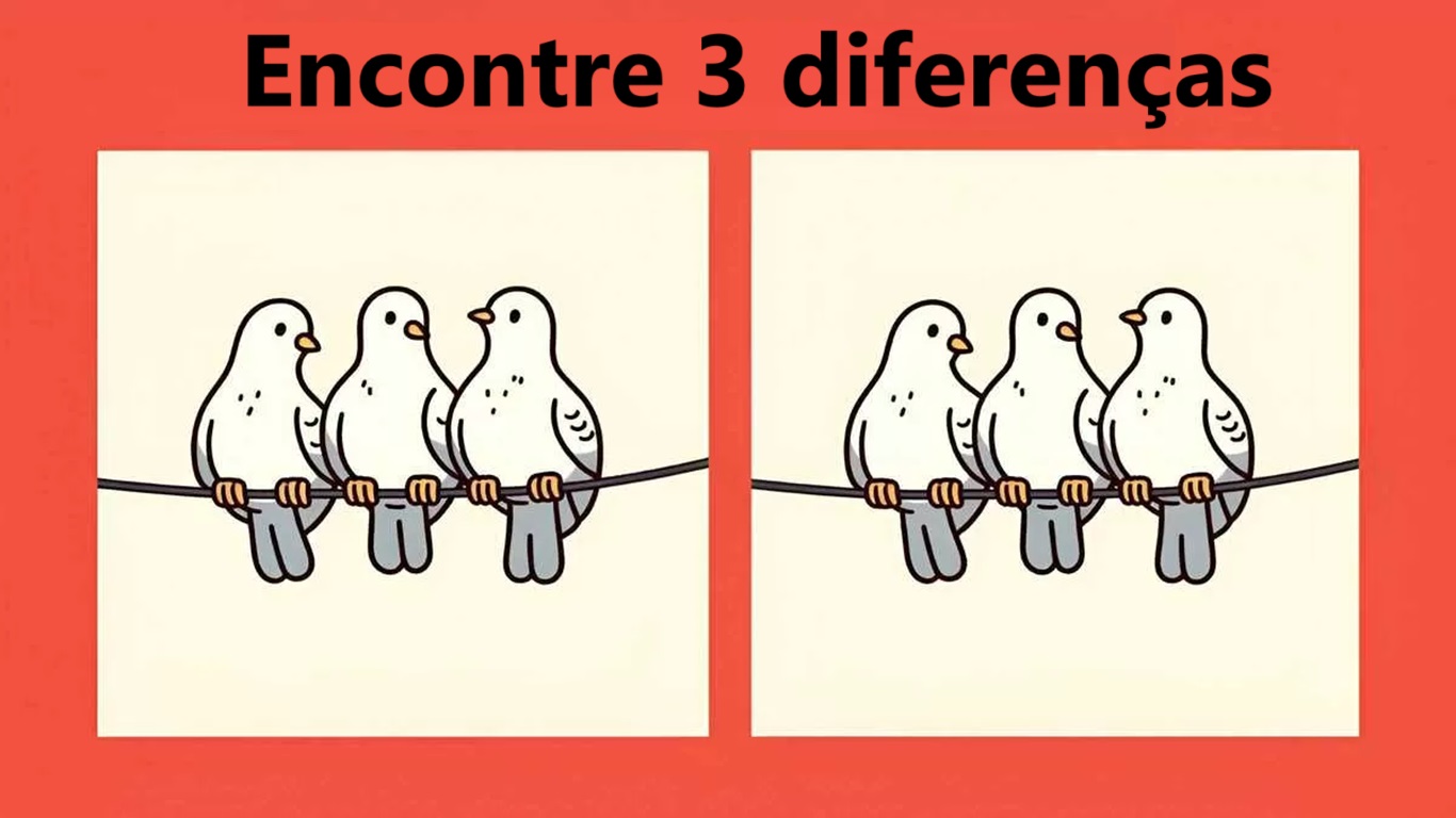 Teste de QI: descubra as 3 diferenças entre as imagens dos pombos