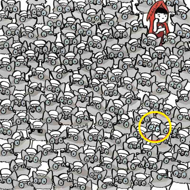 Teste de QI: encontre a vovó entre os lobos em 5 segundos Teste de QI: encontre a vovó entre os lobos em 5 segundos