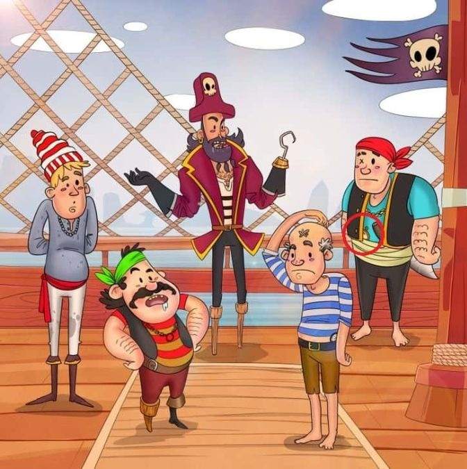 resposta do desafio visual da bussola Resposta do desafio visual da bússola escondida entre os piratas. Fonte: Jagran Josh.