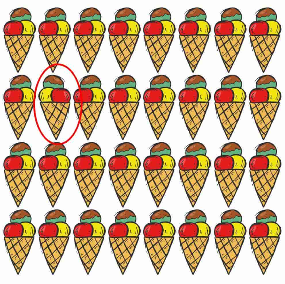 resposta do desafio visual do sorvete Resposta do desafio visual do sorvete. Fonte: Jagran Josh.