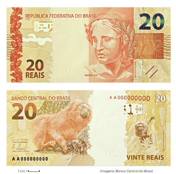 Cédula de 20 reais comum Cédula de 20 reais comum