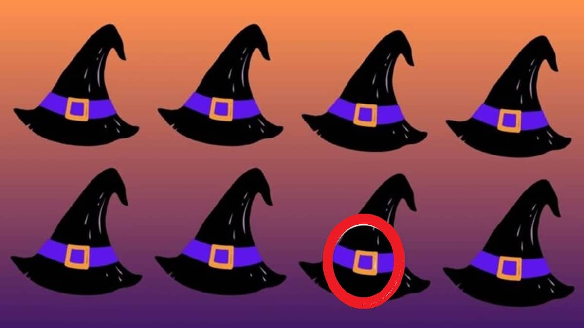 Desafio Visual: você consegue identificar o único chapéu de bruxa que não seja igual? DESAFIO VISUAL Consegue identificar chapéu da bruxa estranho resposta