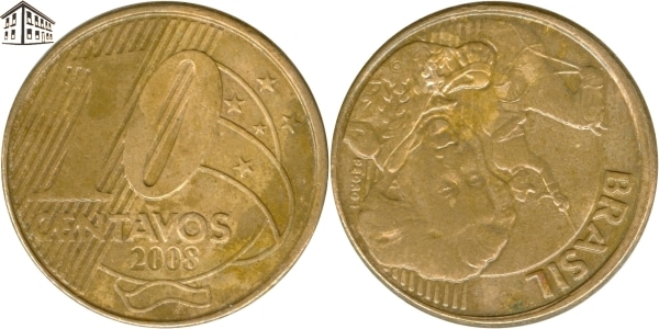 Moeda de 10 centavos Moeda de 10 centavos com reverso invertido