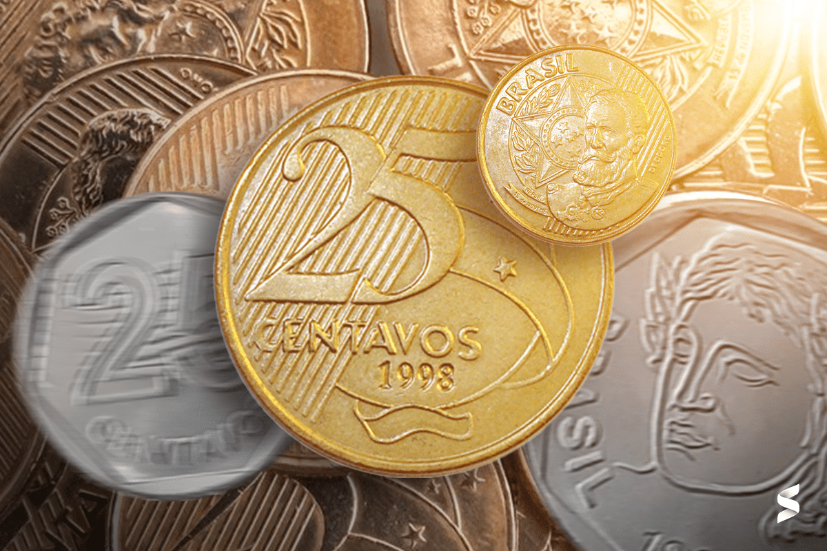 Moeda de 25 centavos com Brasil duplo