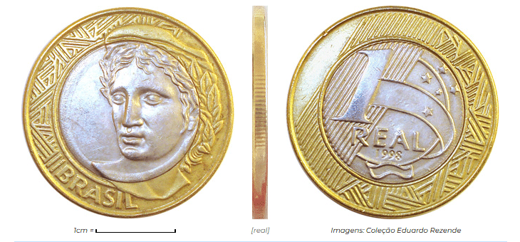 Moeda de 1 real primeira família com característica comuns Moeda de 1 real primeira família com característica comuns