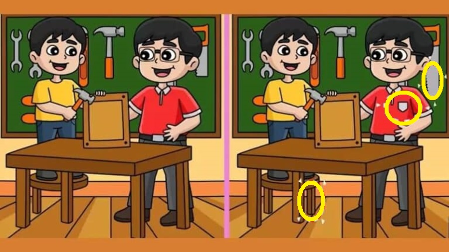 Raciocínio Lógico: descubra os 3 erros existente entre as imagens Raciocínio Lógico: descubra os 3 erros existente entre as imagens