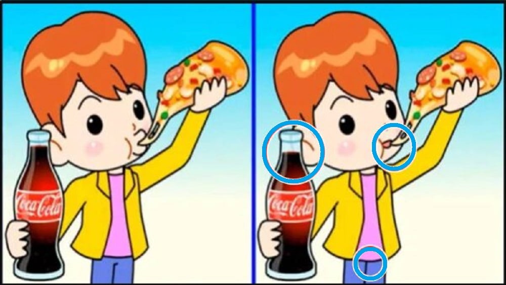 Desafio Visual: você é capaz de encontrar as 3 diferenças em 15 segundos? desafio visual teste menino pizza solução