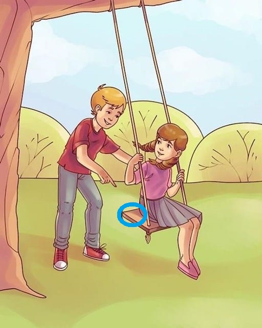 Teste de QI: encontre o erro nesta imagem dos irmãos se divertindo no balanço Teste de QI: encontre o erro nesta imagem dos irmãos se divertindo no balanço