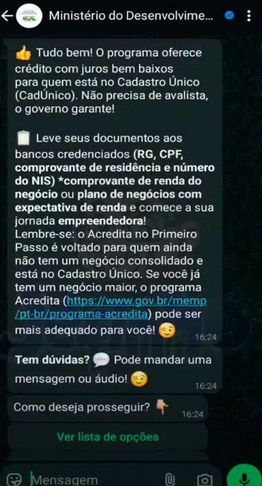 2ª mensagem Programa Acredita. 2ª mensagem Programa Acredita.