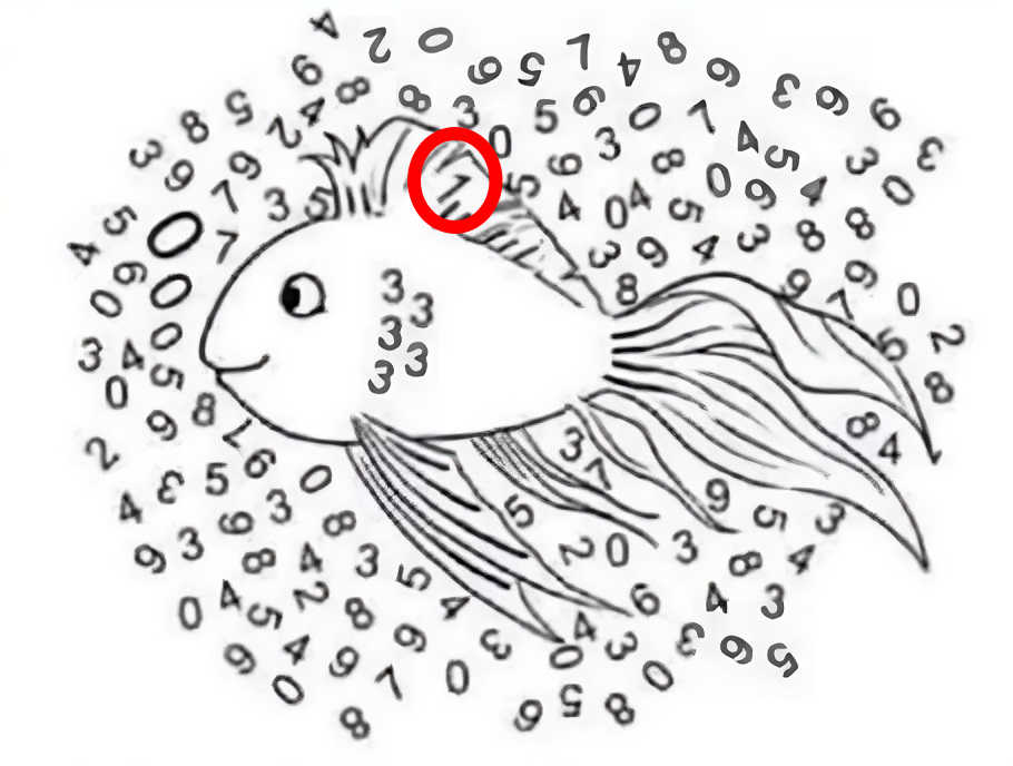 resposta do desafio visual do numero na cena do peixe Resposta do desafio visual do peixe. Fonte: Jagran Josh.