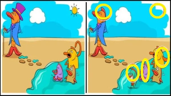 Teste de QI: tem 5 diferenças nessas imagens - você é capaz de encontrar em 10 segundos? teste de QI solução