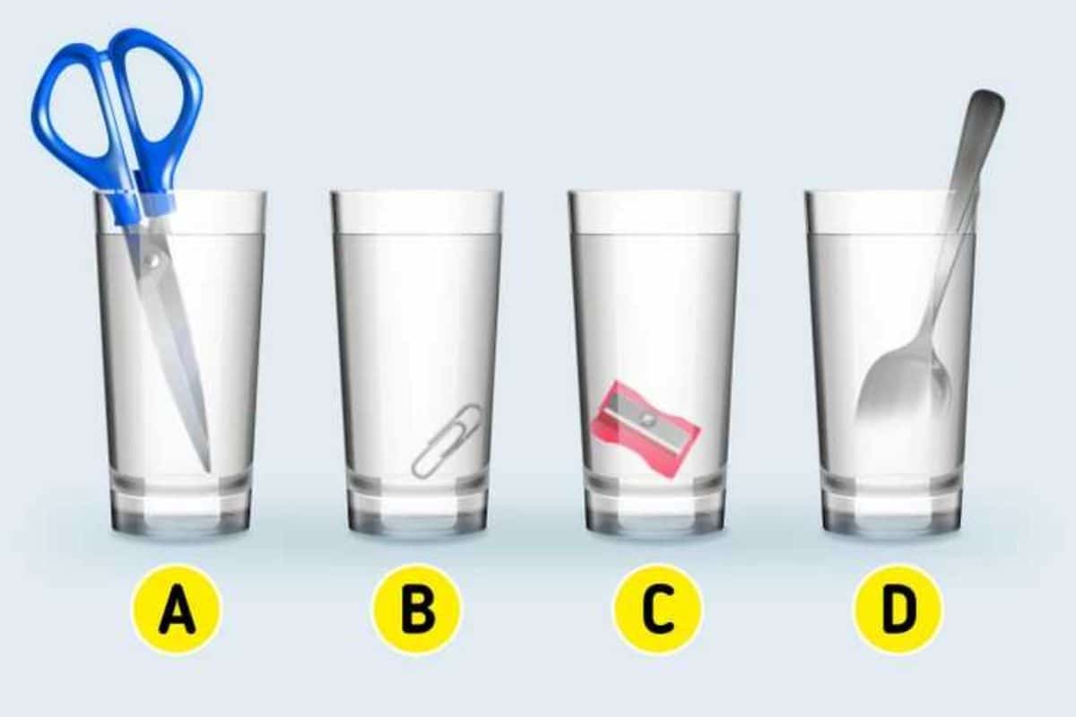 Teste de QI - qual copo possui mais água? Fonte: Jagran Josh.