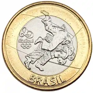 Moeda de 1 Real do Judô das Olimpíadas: Uma Raridade Colecionável! Moeda de 1 real das Olimpíadas de 2016, modalidade judô.