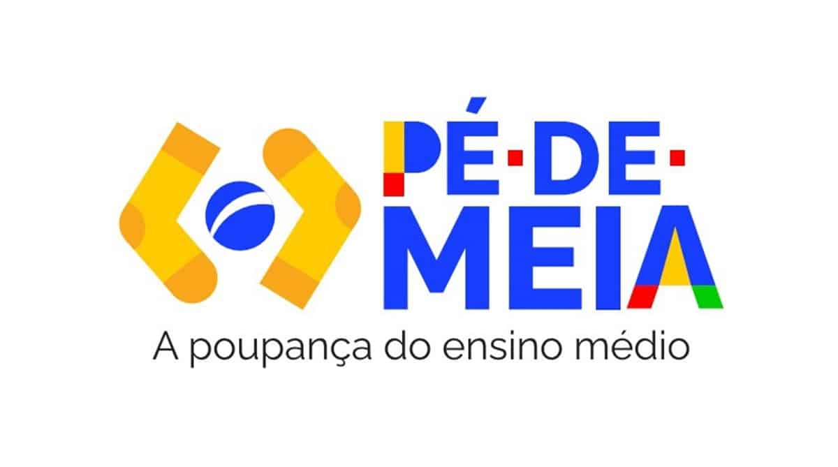 Logotipo do programa Pé-de-Meia, incentivo financeiro para estudantes do ensino médio.
