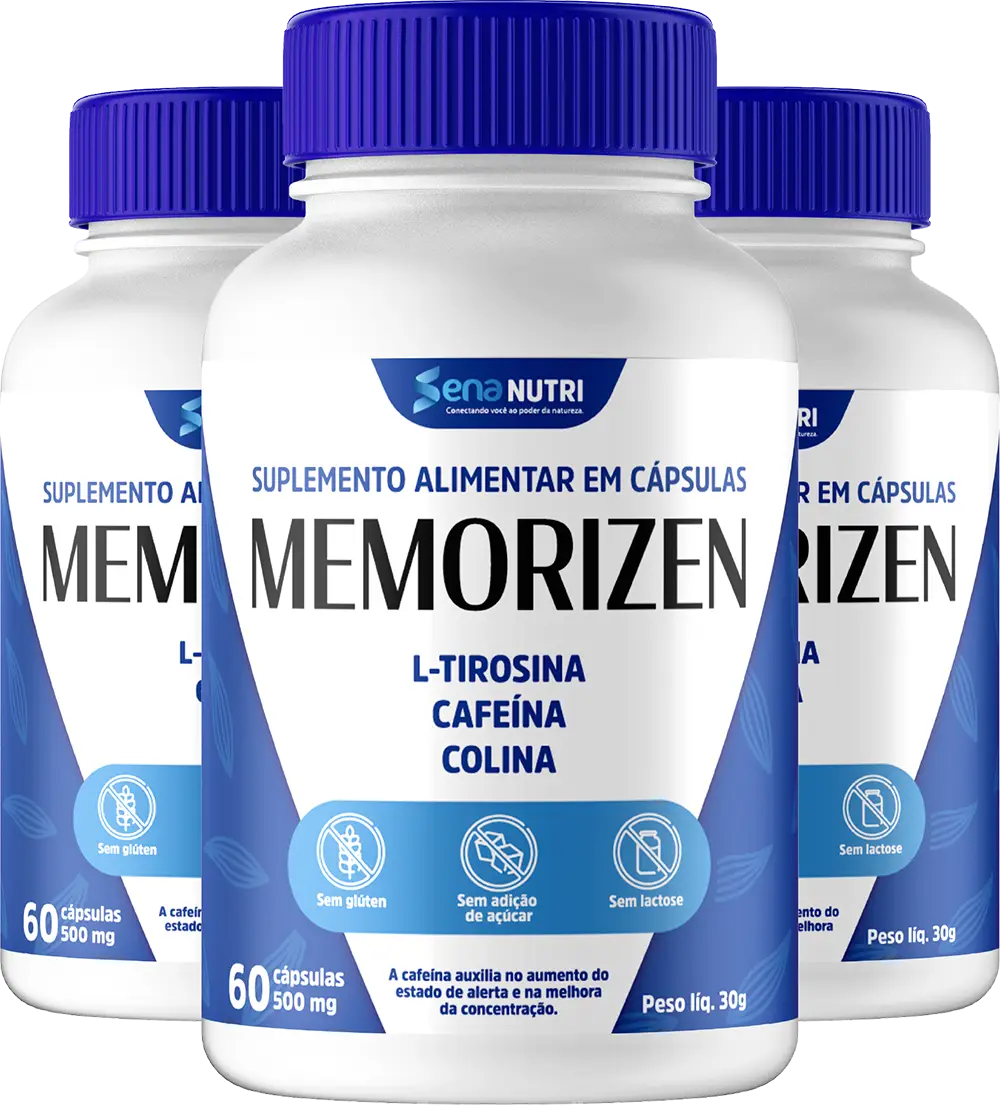 MEMORIZEN Frascos do suplemento alimentar Memorizen, indicado para memória e concentração.