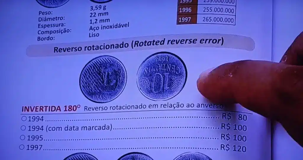Valor de moedas de centavos da primeira família Moedas de 10 centavos com erro