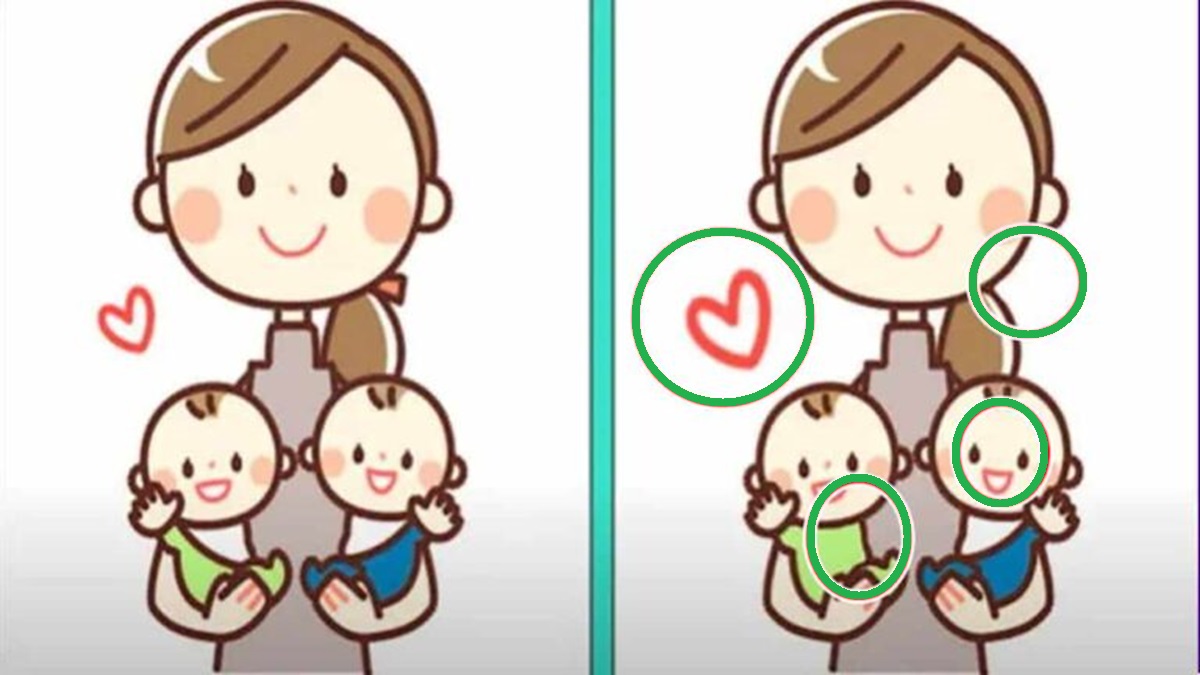 Mãe Afetuosa com Dois Bebês Uma mãe carinhosa segurando seus dois bebês, com um coração vermelho ao lado