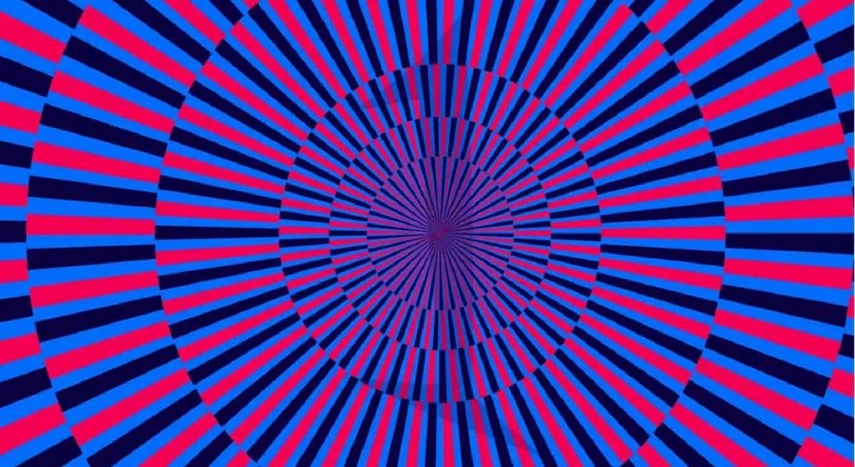 Ilusão de Ótica: Espiral Colorida com Linhas Alternadas Imagem de ilusão de ótica com linhas coloridas em espiral, criando um efeito visual hipnotizante.