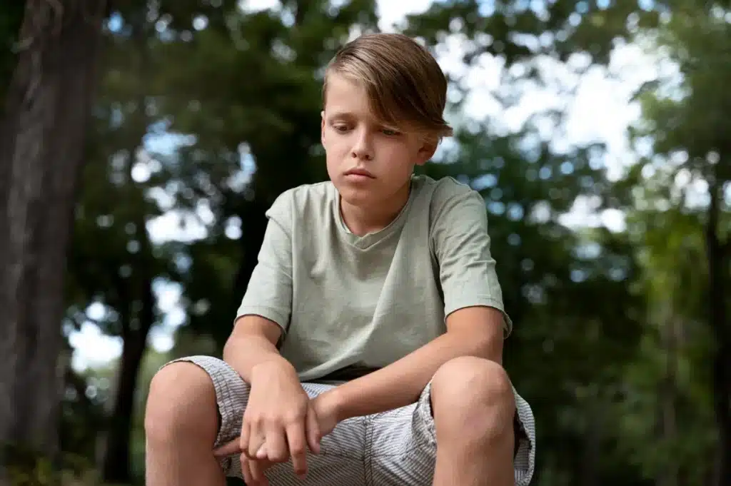 Impactos no Desenvolvimento Infantil: Desafios e Superações Criança pensativa ao ar livre,