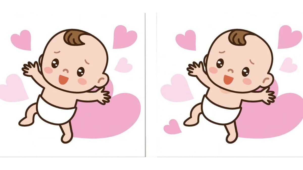 Desafio Visual -Encontre três diferenças na imagem do bebê. Fonte: Jagran Josh.