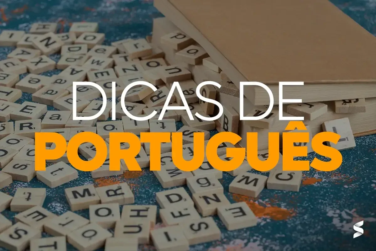 Imagem de letras e palavras, representando dicas de português e como escrever corretamente